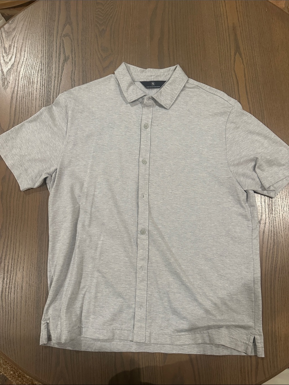 Hart Schaffner Marx Light Gray Short-Sleeve Button-Front Polo